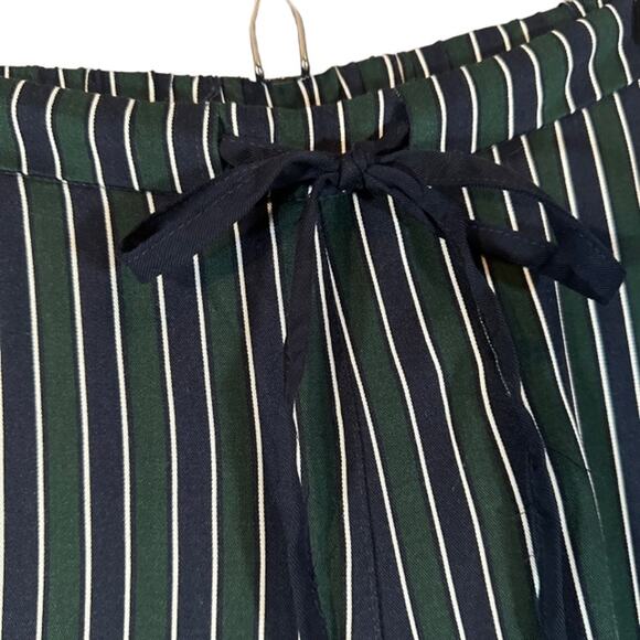 Mango Navy Blue & Green Striped Casual Lounge Relaxed Pants Women Sz XS - Picture 4 of 11